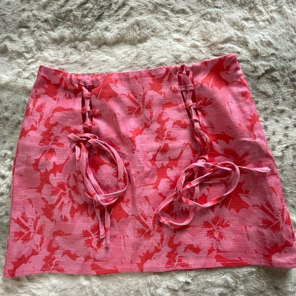 Peppermayo Exclusive - Take A Sip Tie Mini Skirt - Cherry Blossom - Picture 3 of 8